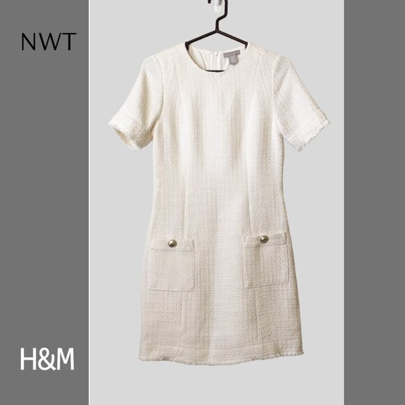 H&M Cream Tweed Boucle Mini Dress, Sz S - Picture 11 of 11